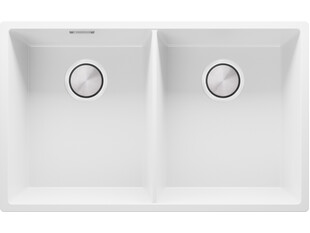 Évier cuisine granit 2 bacs sans égouttoir avec grandes cuves XXL London 80 Twin Slim