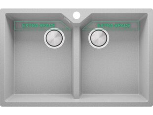 Évier cuisine granit 2 bacs sans égouttoir avec 2 grandes cuves XL Madrid 80 Twin