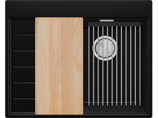 Évier cuisine granit 1 bac avec égouttoir et une grande cuve Sydney 620-40 Ergo Multilevel + Cadeau