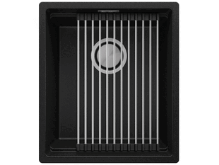 Evier cuisine granit 1 grand bac XXL sans égouttoir Prague 45 Slim Level + égouttoir enroulable